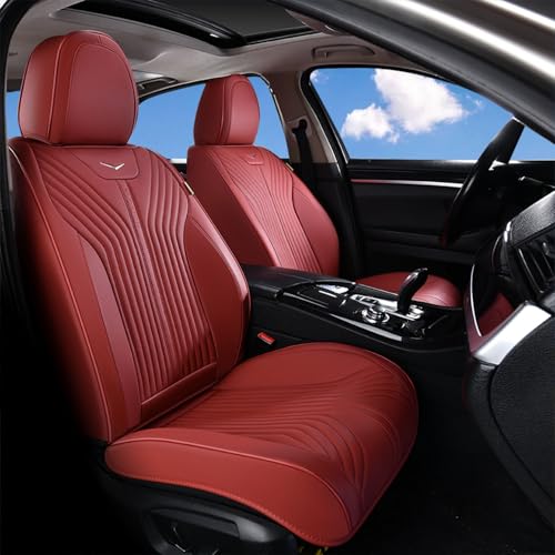 Image of FLORICH Leather Car Seat Covers Luxury Front Car Seat Cover Automotive Car Seat Covers Waterproof Car Seat Protector Cushion Universal Fit for Most Cars Trucks SUV, Red