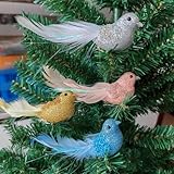 4 Stück Weihnachtsdeko Zum Aufhängen,Weihnachtsbaumschmuck Deko Vogel,Künstliche Vögel Mit Federn,Christbaumschmuck,Kunststoff Vögel,Weihnachtsbaum Schmuck Christbaumanhänger Weihnachten