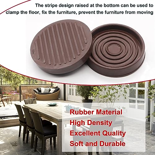 Smseace E-N1-052 3X3 Caster Cups, Furniture Cups Brown Round Rubber Castor Cups thumb #2