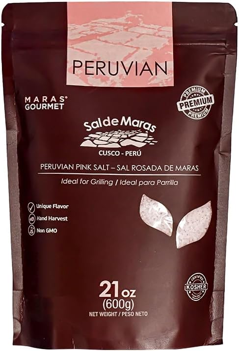 MARAS GOURMET | Salt from Maras | Peruvian pink salt - Unique taste and hand-harvested | Unrefined | 600g | (pink salt, coarse grain)