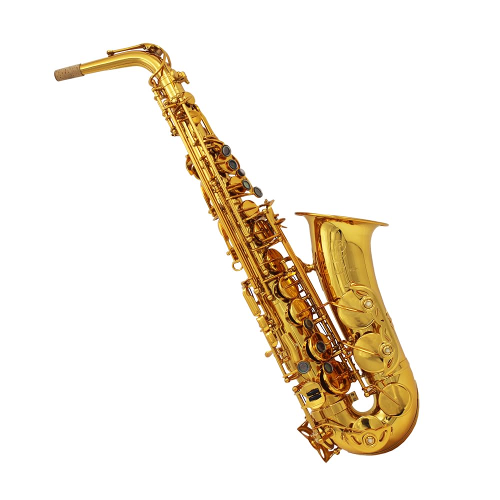 Eastern Music Professional Gold Lacquer Alto Saxophone – Reference 54 Style (Eb) w/Hard Case, Mouthpiece, & Accessories
