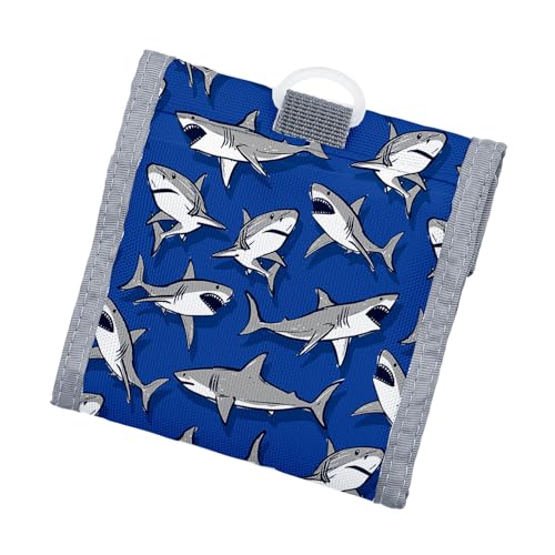 Kids Trifold Wallet for Boys 4-12Years, Velcro Wallet with Card Holders, Perfect Children's Birthday Gift - Toddler Wallet for Boys, Trifold Wallet for Kids (shark)4