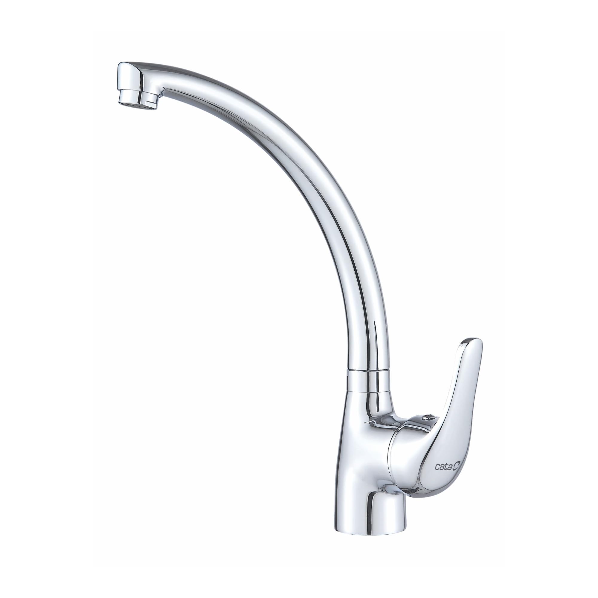 CATA Grifo De Cocina CBA CROMO/E Monomando Caño Alto Giratorio 360º Acero Inoxidable Aireador Anticalcáreo Cartucho Cerámico Apertura En Frío Reductor Caudal 5L Conexión Flexible Acabado Inox
