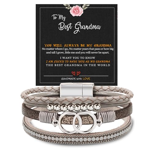 Image of Bracelets for Women, Gifts for Mom Her Christmas Gift 2026 Leather Bracelets for Women Birthday Gift for Daughter Inspirational Wrap Bracelet Sister Friend Teen Girl Gift Layered Stocking Stuffers Jewelry