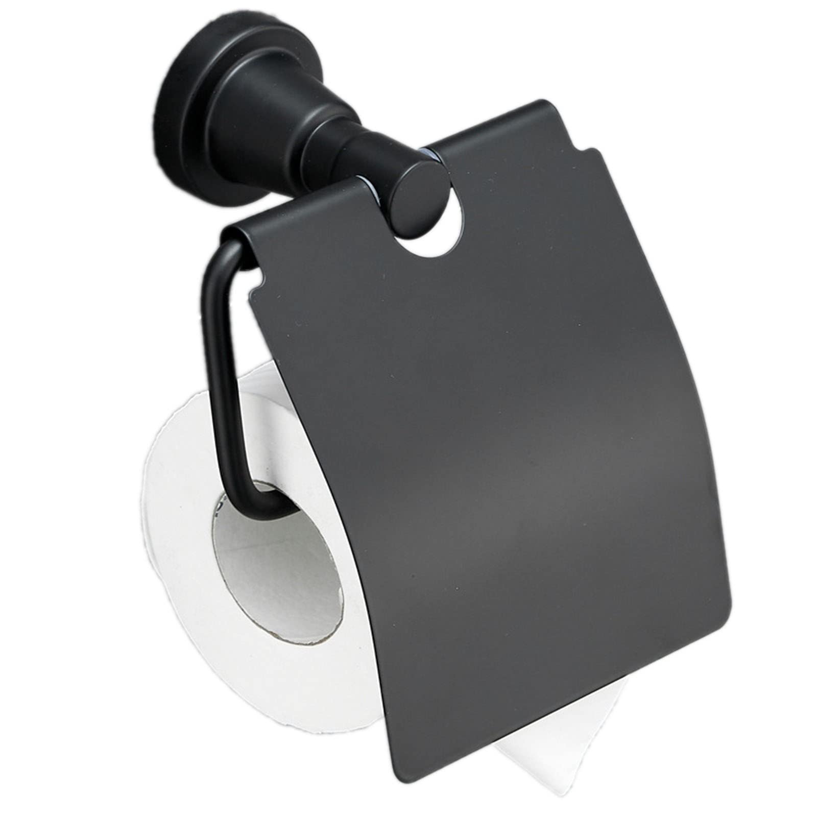 Paper Towel Holders Toilet Paper Rack with Cover Bathroom Hole-free Roll for Kitchen Bathroom and Toilet(Noir)