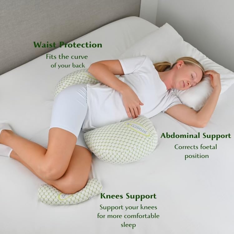 Image of Luxury Maternity Pillow - Adjustable, Detachable Wedge-30% More Cotton for Extra Comfort- Pregnancy Pillow for Hip, Back & Leg Support-Pregnancy Body Pillow