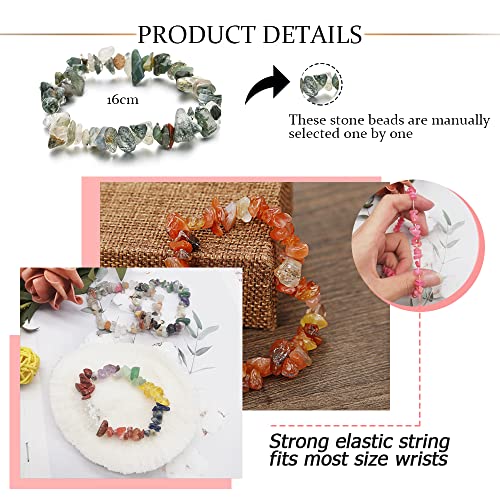 SAMOCO 20 PCS Natural Gemstone Bracelets Chakra Crystal Irregular Chips Beads Stretch Bracelets for Women Align Chakras Promote Communication3