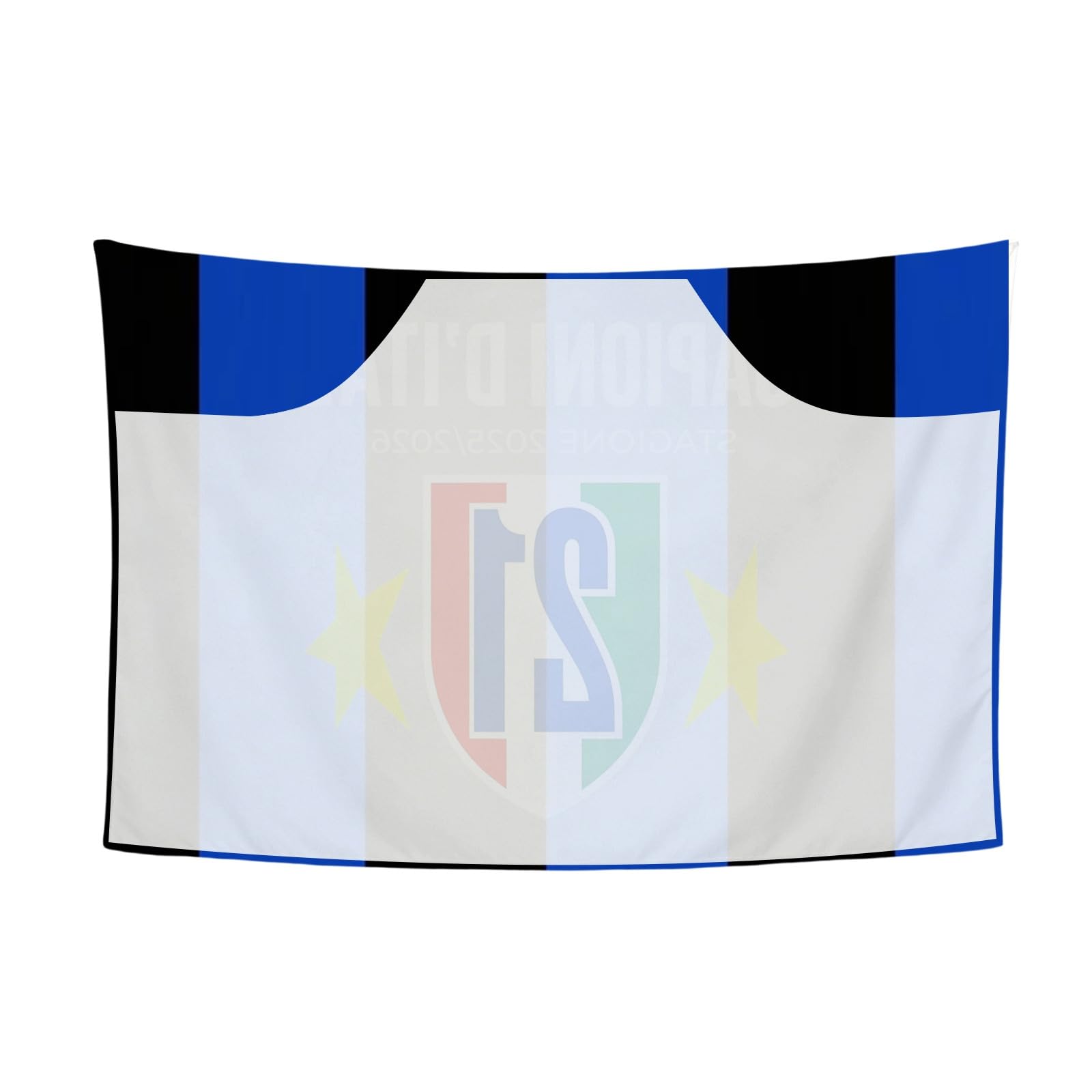 Bandiera 21 Scudetto Nero Azzurra, Scialle Stendardo Campioni d'Italia 2025/26, Sciarpa Coperta per Tifosi, Dimensione 90x150 cm, Decorazione Stadio e Accessorio per Partite