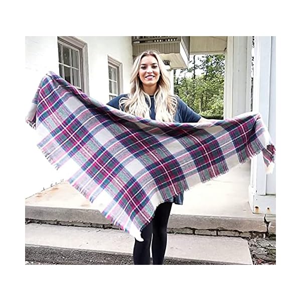 Women's Plaid Blanket Scarf Winter Warm Scarf Soft Chunky Large Wrap Shawl Scarves - Image 11