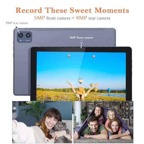 Image of 10 inch Tablet, Android 12 Tablet with Octa-Core CPU, 64GB Storage Expandable up to 1TB, 1280x800 IPS HD Display, 13MP Dual Cameras, 6000mAh Battery, WiFi /Bluetooth 5.0, Android App Store Access-Gray