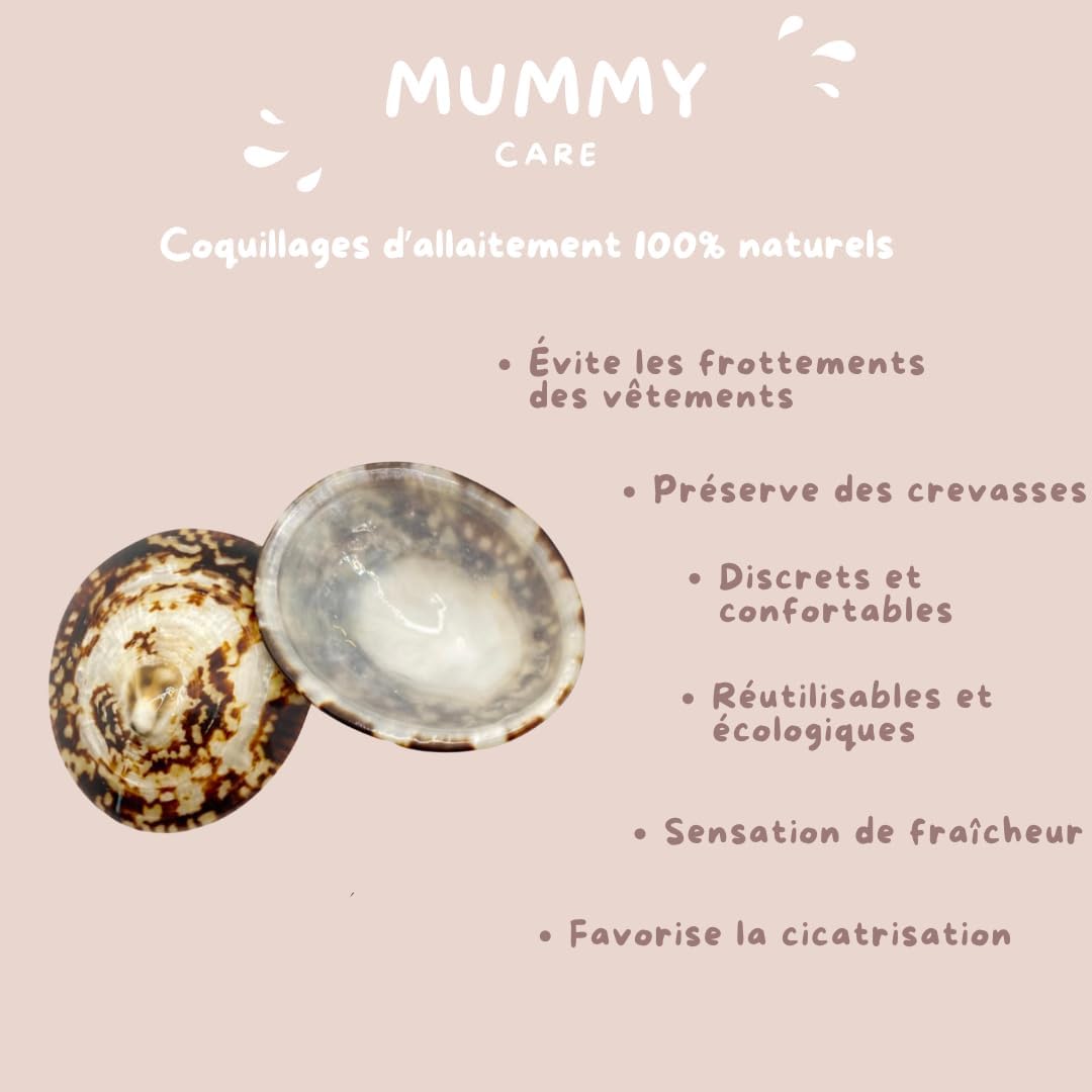Coquillages d’Allaitement en Nacre Naturelle - Lot de 2 Coquillages pour Prévenir les Crevasses et Irritations - Solution Naturelle et Écologique pour les Mamans – Taille M (5,5-6 cm)