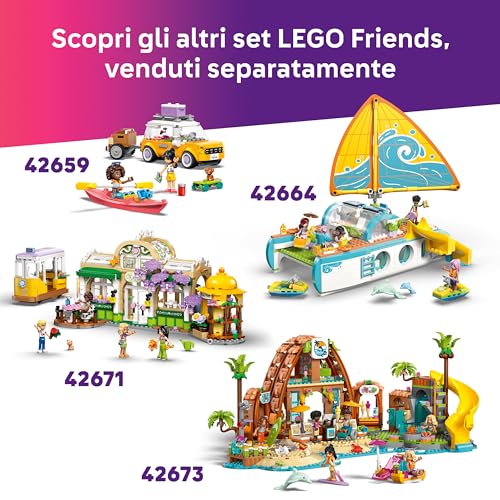 Friends Pool Party con Unicorno e Fenicottero Giocattolo, Animali Galleggianti, 2 Mini Bamboline, un Gatto e Accessori come il Gioco da DJ e Lettini - Regalo per Bambine da 5 Anni in su - 42658 - Lego - Immagine 9