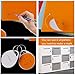 50 Pack Plastic Key Tags with Split Ring, 1.5 Inch Round White Key Tags Writable Key Identification Tags Key Name Tags with 100 Pcs Blank Paper Label Stickers in 10 Assorted Colors for Home Offices