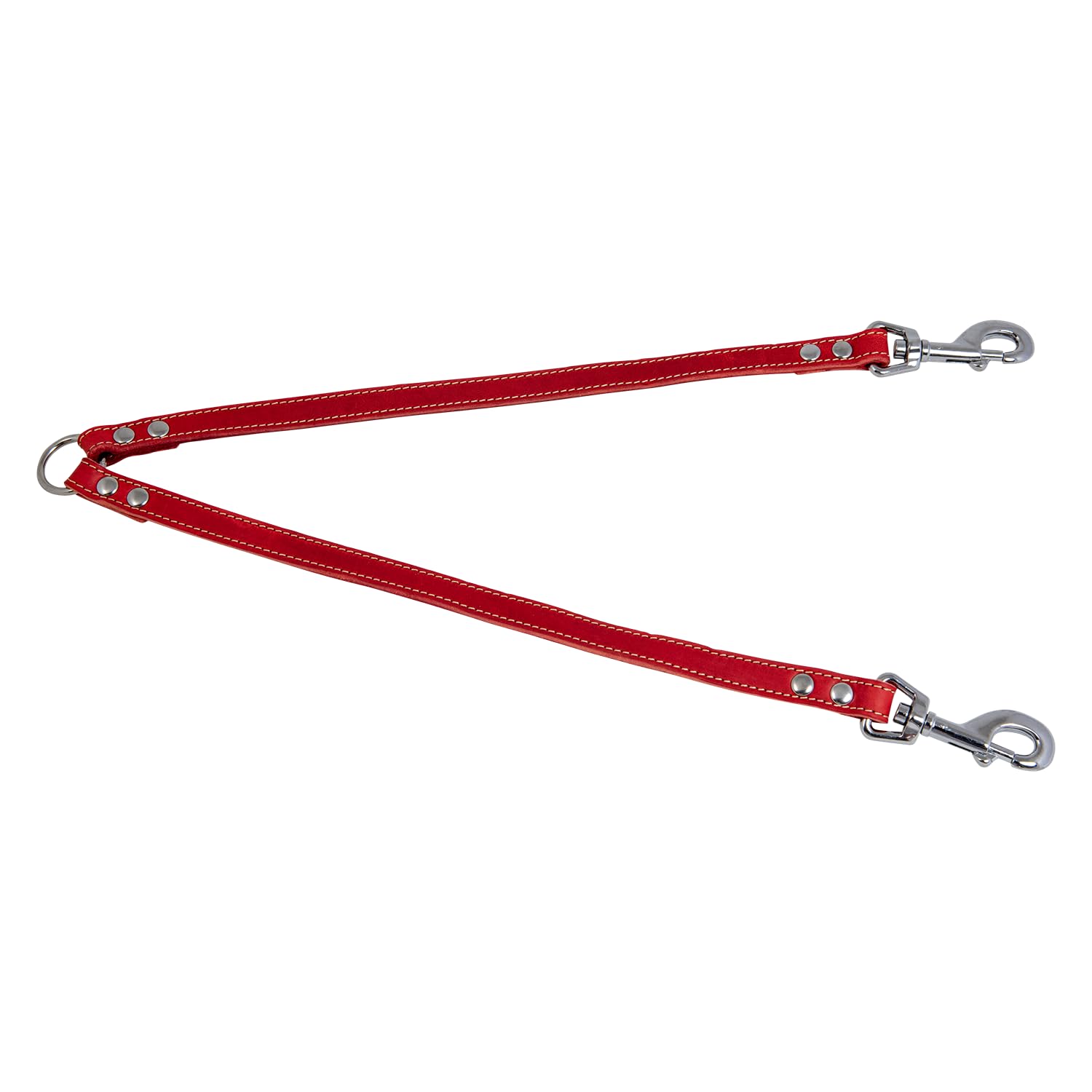 JACK AND VANILLA, Double Dog Lead, Fat Leather Model, Red, Size 10 mm x 40 cm