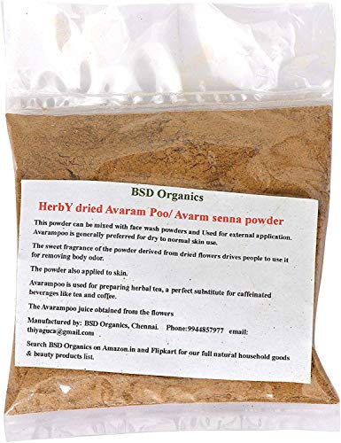 BSD Organics Herby Powder of Avarampoo/Avarm Senna/Senna Auriculata/Tanner's Cassia/Tamgedu for Tea, Skin Care and More - 100 g / 3.5 ounce
