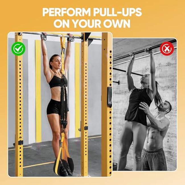 Adjustable Pull Up Assistance Bands with Fabric Feet Mats for Strength Training, Pull-Up Bar Workouts, and Resistance Training