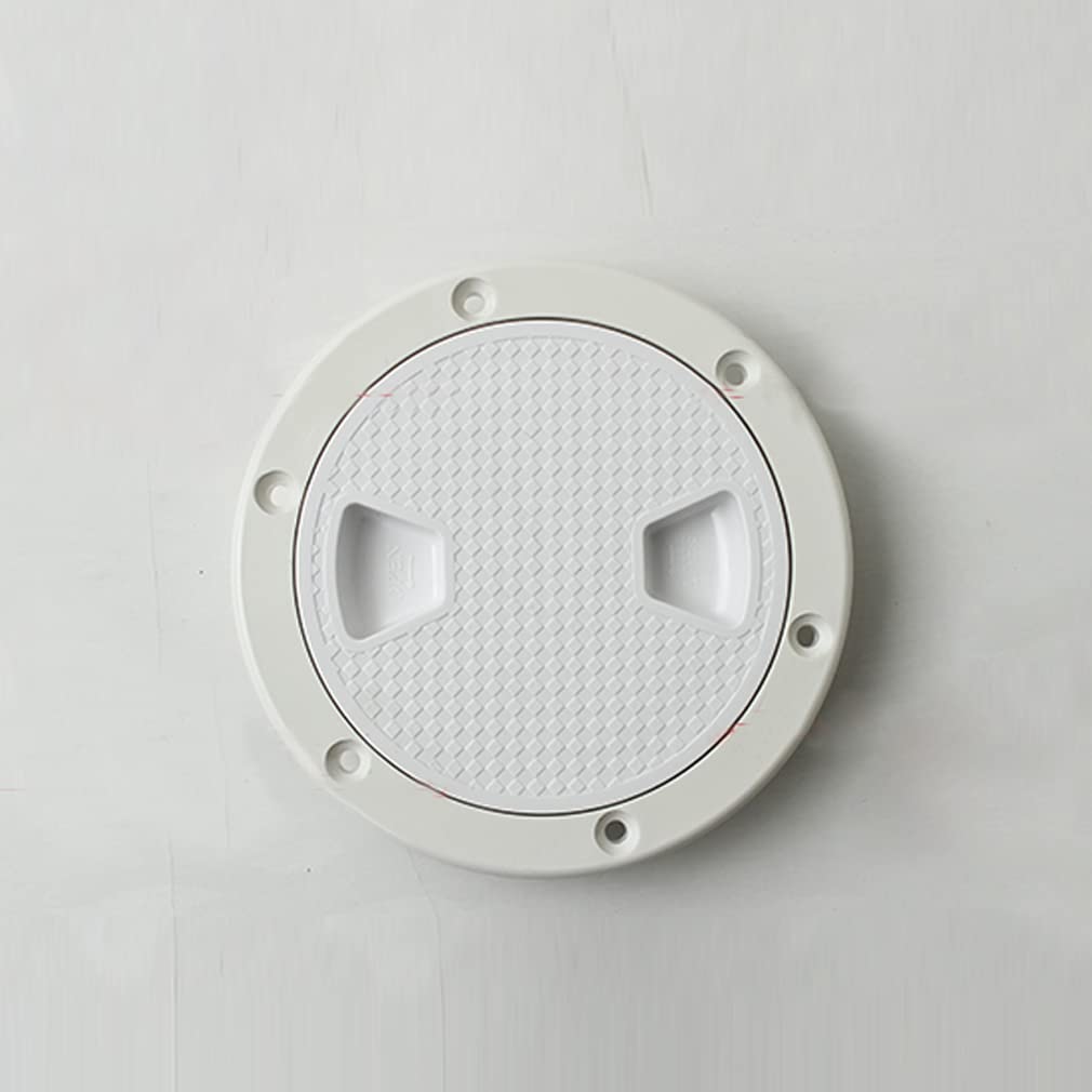 NATEFEMIN White Plastic Round Access Hatch Cover Lid Deck Plate Anti-Slip Panel Boat/Marine Accessory