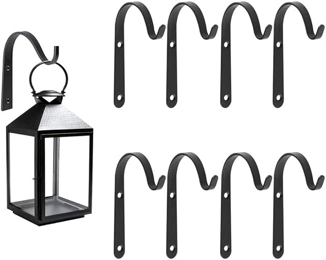 8PCS Hanging Basket Brackets Iron Wall Hanging Hooks Plant Hook for Hanging Plants, Bird Feeders, Light, Lanterns, Plant Pots (2.8 * 1.6inches)