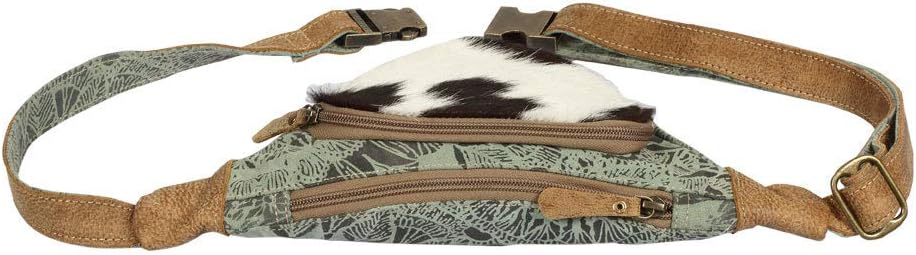 Myra Bag Chic Upcycled Canvas & Cowhide Fanny Pack S-1392 - Image 4