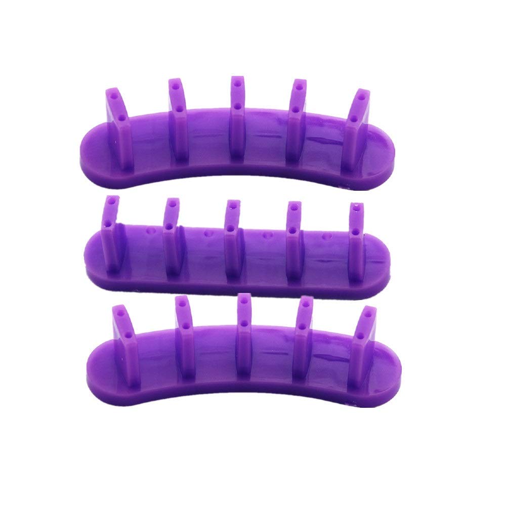 ALEXNAILART 3 pcs False Nail Art Tips Practice Display Stand Tool for Gel Nail Polish DIY Nail Training Tools WITH 10 pcs Naip Tips (Purple)