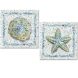 2 Cuadros para el baño madera WC, ducha, hogar -Gaudi 24cm x 24cm x 7mm grosor, impermeable,antihumedad, adhesivo doble cara; pega en todo tipo de paredes, sencilla instalación. Lippi Decor