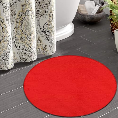 Tapete redondo grande para decoración y yoga, rojo miniatura 4