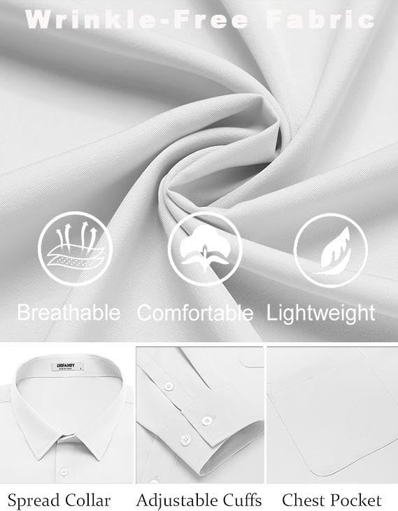 COOFANDY Mens Dress Shirts Wrinkle Free Long Sleeve Button Down Shirts Formal Business Shirt - Image 5