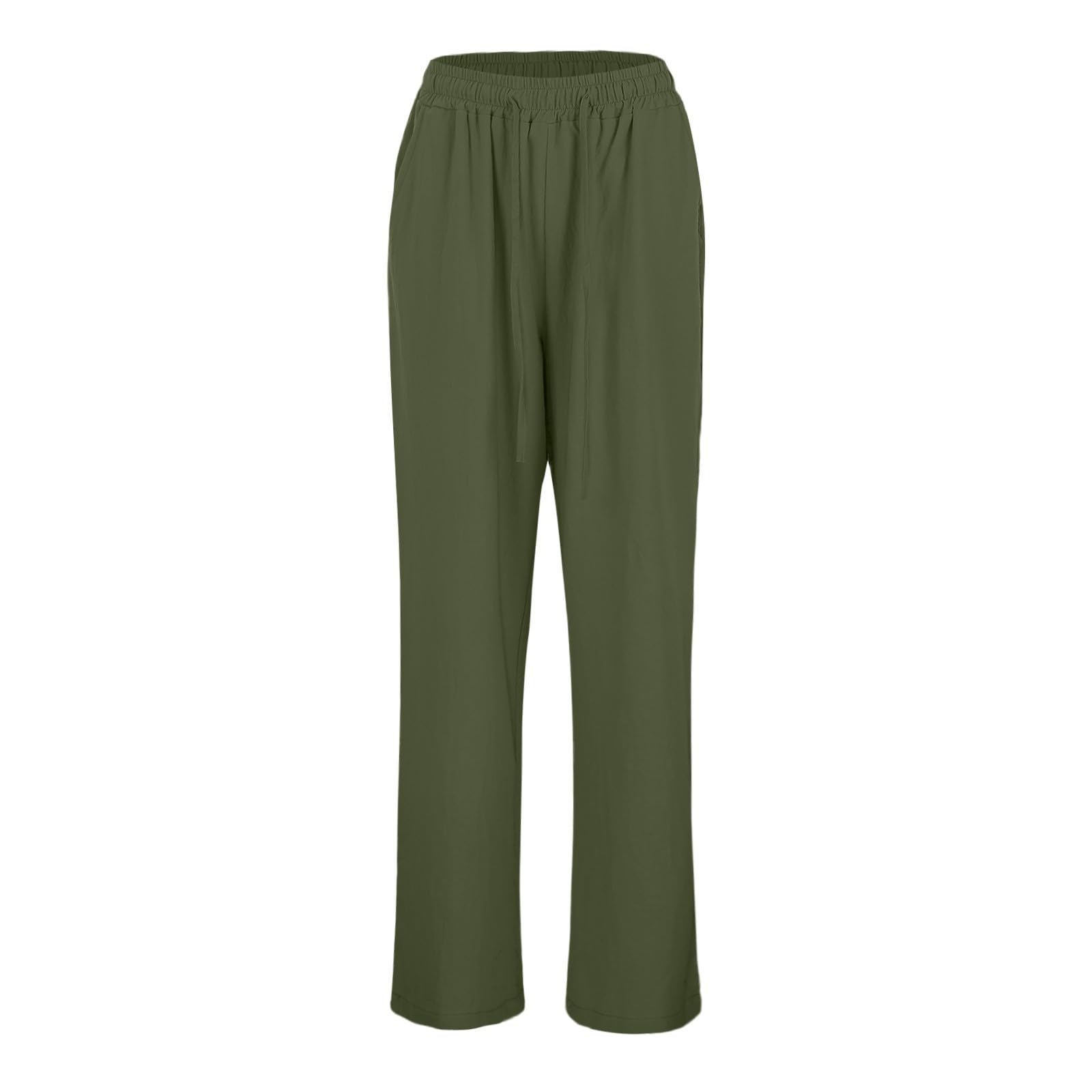 Generico Pantaloni a Gamba Larga per Ragazze in Lino Cotone Elastic Waist Baggy Pantaloni Bambina Leggero Lino Pantalone Pants per Bambini 4-12 Anni con Casual Jogging Quotidiano