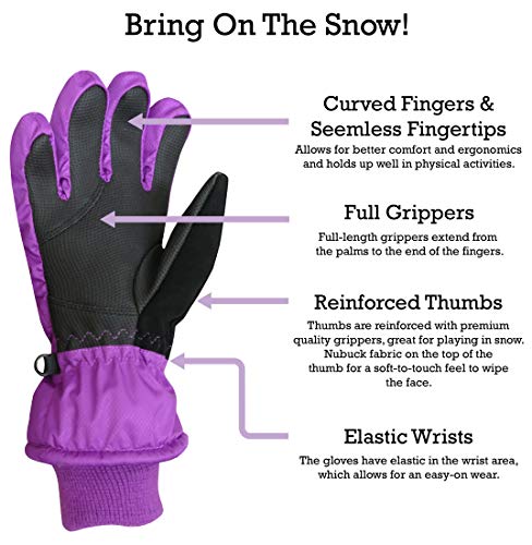 Image of N'Ice Caps Kids Waterproof Winter Thinsulate Warm Gloves | Boys and Girls Snow Ski Gloves with Durable Grippers on Palms, Fingers and Thumbs, 3M Insulation Ideal for Cold Weather