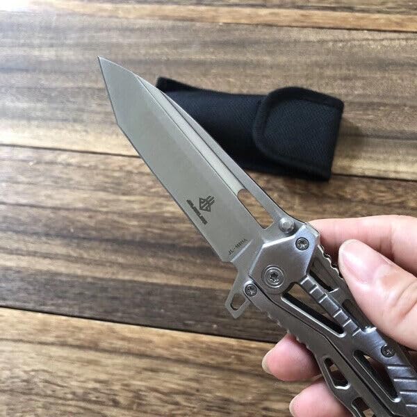 Miniatura 5 de DOOM BLADE Cuchillo de bolsillo plegable blanco, cuchillos geniales para acampar al aire libre, estilo militar, cuchillo táctico con bloqueo de