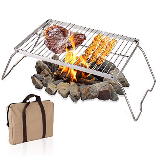 YOPAY-Folding-Campfire-Grill-with-Legs-Carrying-Bag-304-Stainless-Steel-Grate-Barbeque-Grill-Heavy-Duty-Portable-Camping-Grill-for-Picnics-Backpacking-Outdoor-136-Inch--9-Inch--65-Inch