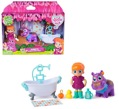 Vida the Vet, Juno's Bubble Bath Pack com figuras de ação de vida e uno com mudança de cor e acessórios de kit de médica, brinquedos para meninas a partir de 3 anos (Spin Master 6071396)
