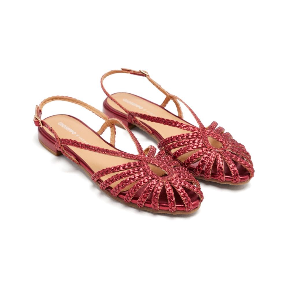 GIOSEPPO Hingham Braided Leather Mules, Burgundy, 8 UK