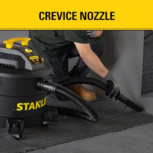 Image of STANLEY 10-Gallon 4 HP Wet /Dry Shop Vacuum Cleaner, Powerful Suction for Home Garage Workshop, 16ft Cleaning Range, Includes Crevice Tool & Accessories, Large Capacity Portable Vac, Model SL18191P