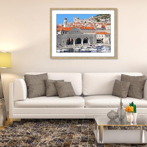 Image of HLiWEGNS Matte Gold 24x32 Frame Set of 3 - Vintage 24 x 32 Poster Frame for Pictures 20x28 with Mat or 24x32 Picture Frame Without Mat for Wall Gallery Display - Ideal Christmas Day