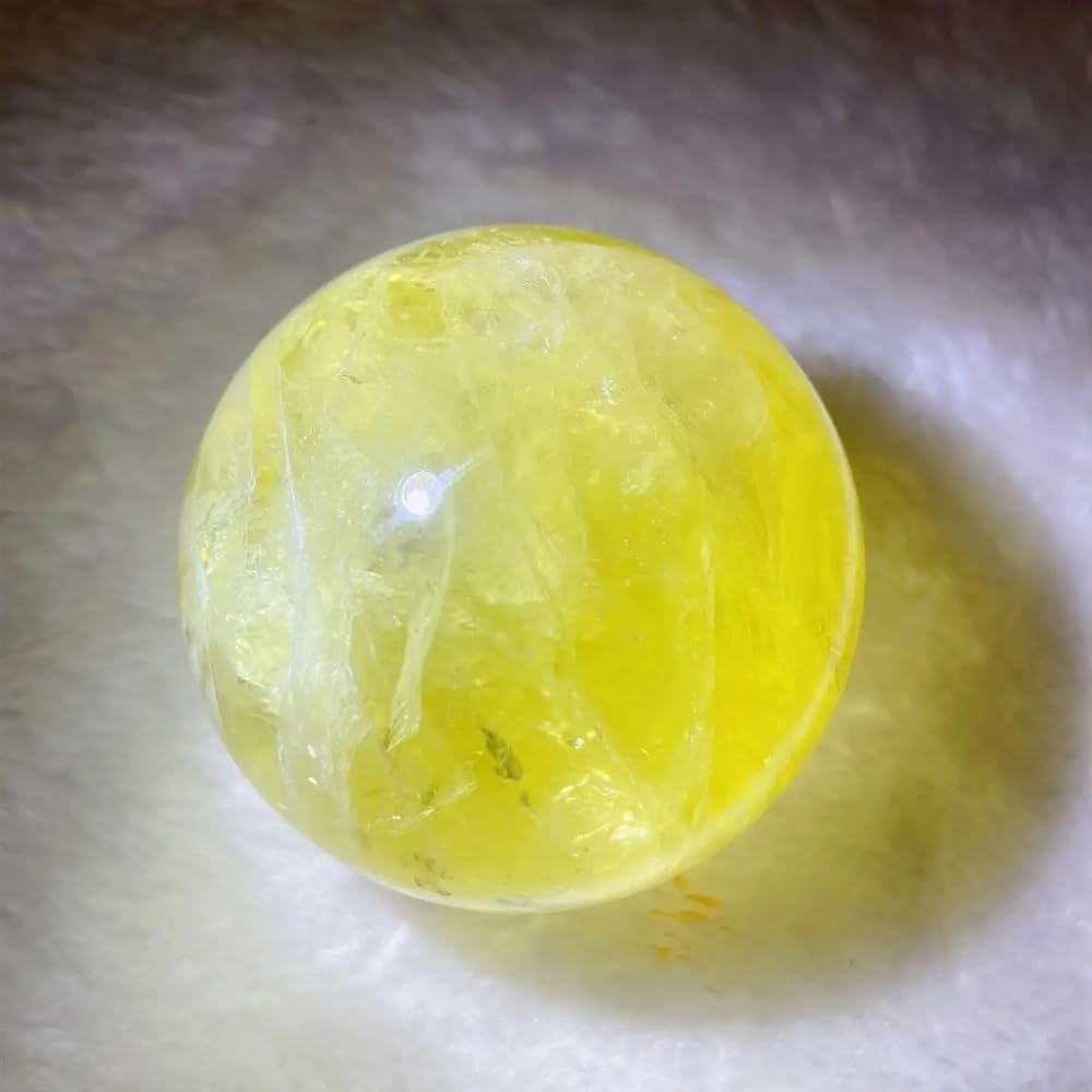 CYVXCPPGI Stone Citrine Crystal Sphere Yellow Ball Crystal Ball raw Stone Block Hole Office degaussing Ornaments (70-75mm)