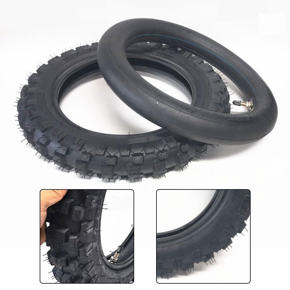 14" 2.50-10 pour pneu de moto avec chambre à air épaissie, conception de pointe incurvée et droite pour modèles tout-terrain, valve TR4, noir