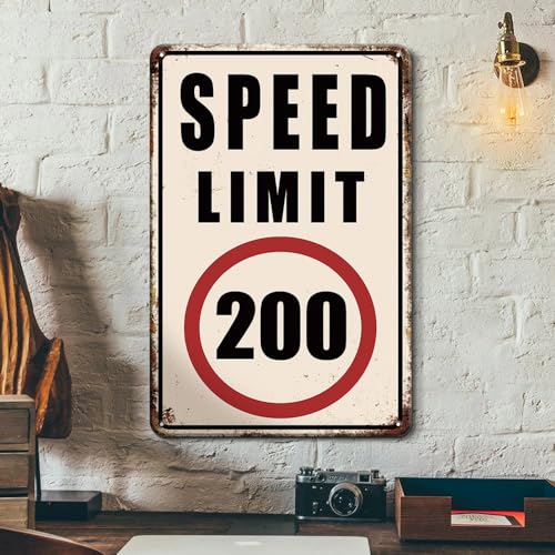 Cartel de coche de carreras para decoración de cueva de hombre, accesorios de garaje, divertidos letreros de metal para habitación, decoración de pared, límite de velocidad, 200 letreros