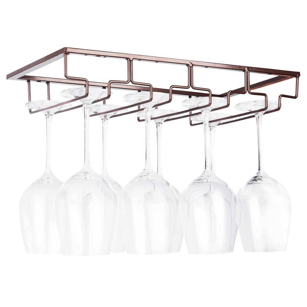 Porta Calici Da Vino Sottopensile 22,9 Cm | 2 Supporti Con 4 Ganci | Include Viti E Cacciavite | Organizzatore Da Cucina E Bar
