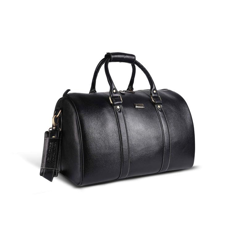 HAMMONDS FLYCATCHER Duffle Bag for Travel (18") - Genuine Leather, Water-Resistant -Ideal Cabin Bag for Flight -Men and Women's Weekender Travel Bag for Luggage (18 Inch, Black)
