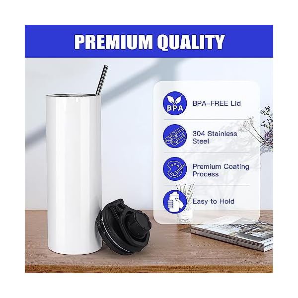 30 Pack Sublimation Water Bottle Blanks 20 oz Sublimation Sports Water Bottle with Handle Stainless Steel Sublimation Tumbler Blanks with Lids and Straws, Individually Box, White, DIY Gift - Image 7