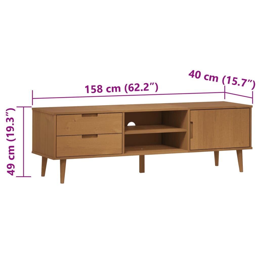 vidaXL Meuble TV MOLDE Marron 158x40x49 cm Bois de pin Massif