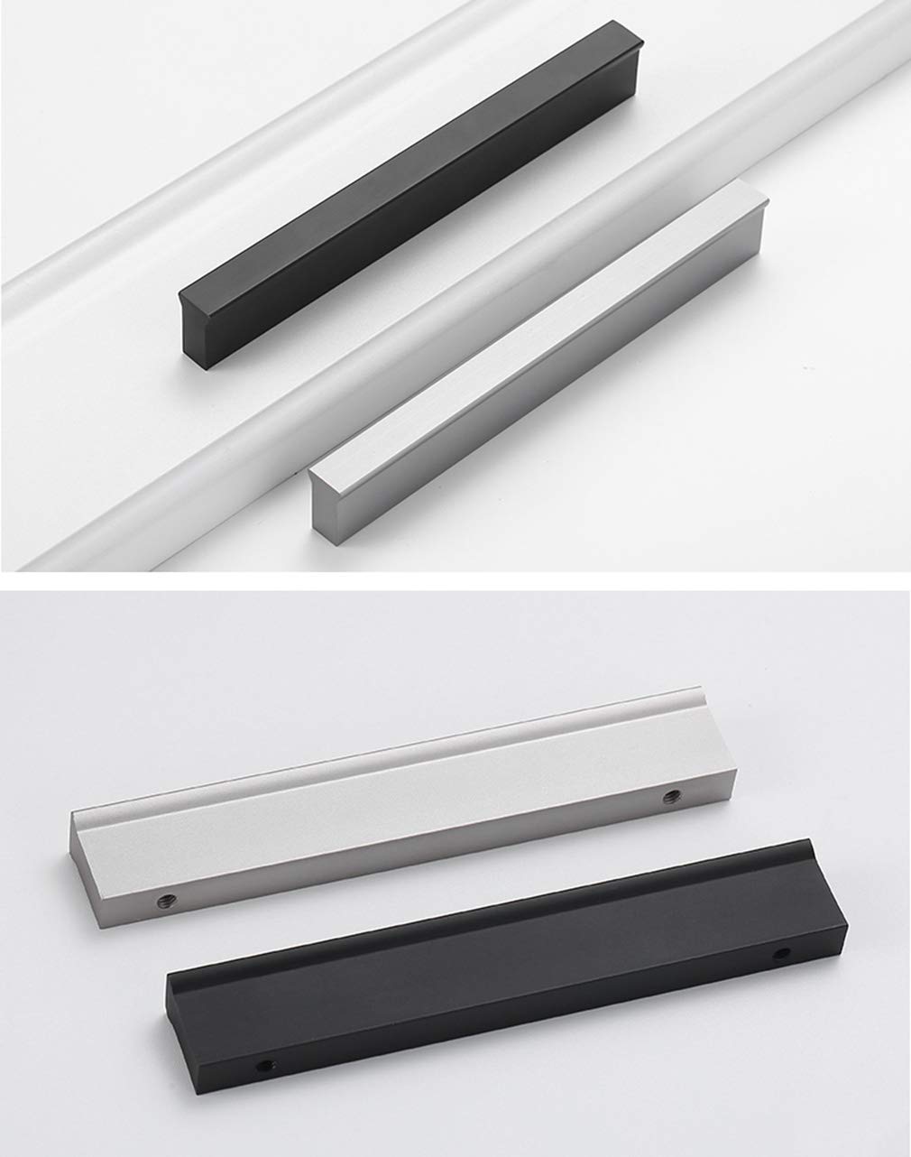 Uchwyt meblowy, uchwyt do szuflady, stop aluminium, nowoczesny, prosty do streamline, do kuchni, szafy na ubrania, komoda, uchwyt do mebli, 13 rozmiarów (środek otworu 960 mm, srebrny)