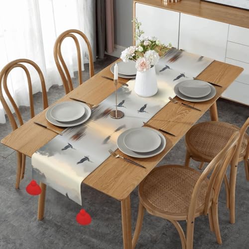 Chemin de table imprimé huard pour table basse de salon et repas rustique - 2