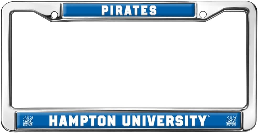 Hampton University HU Pirates Logo Full Size Standard License Plate Metal Frame