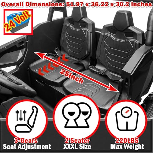 Image of NEWQIDA XXXL 2 Seater 24V Ride On Toys 4x200W Kids Side by Side UTV, Black