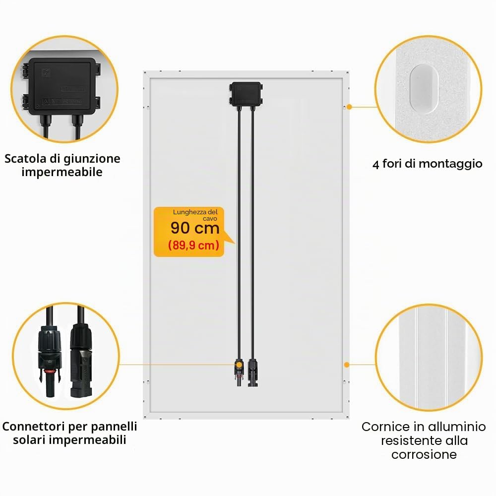 DOKIO Pannello Solare 100W 12V Monocristallino Fotovoltaico