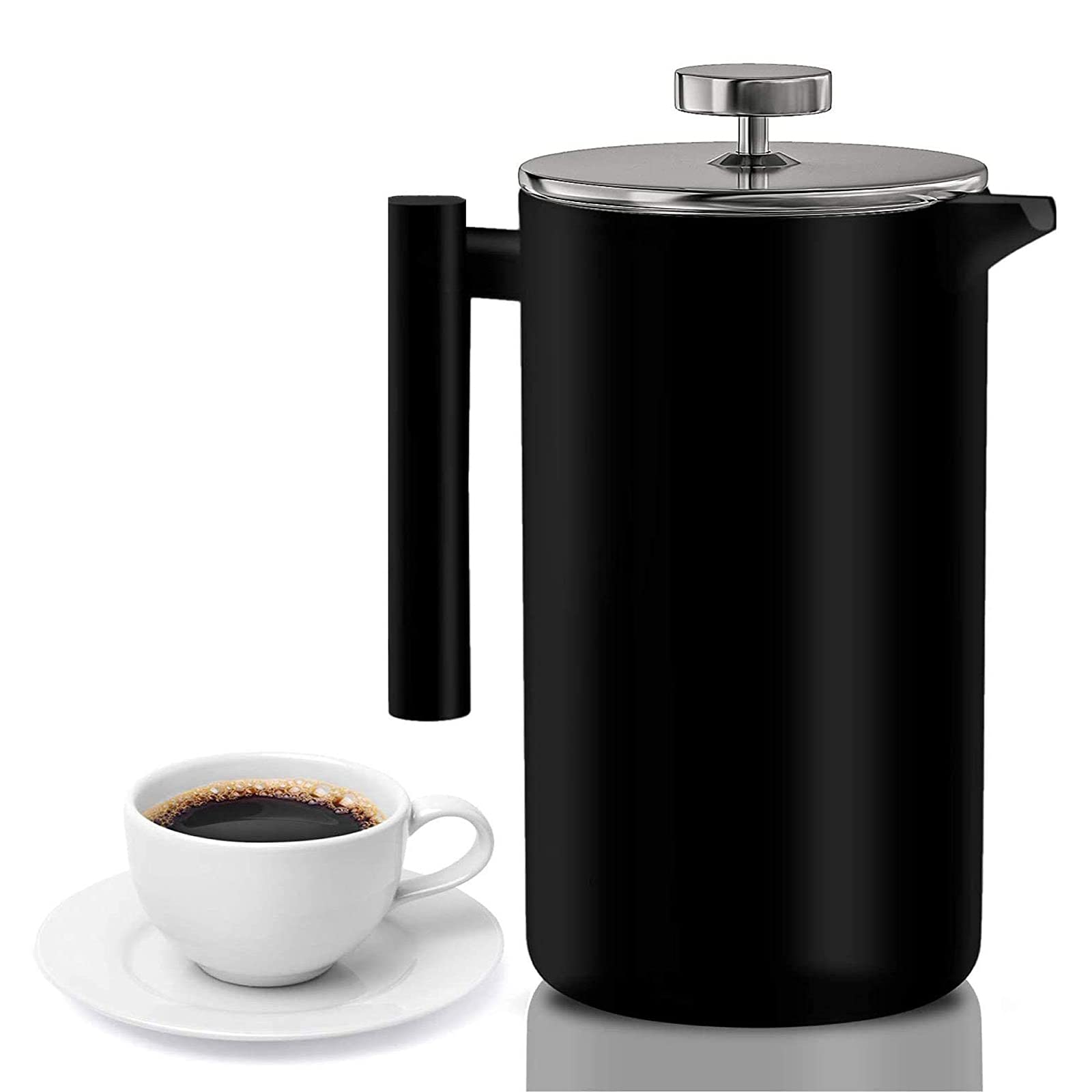 Cafetière French Press Ekspres do kawy, izolowana prasa do kawy z podwójnymi ściankami i dzbanek na herbatę z tłokiem ze stali nierdzewnej klasy 304 do domu i biura,1000ml