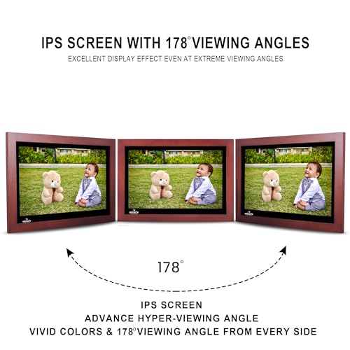 Image of Miracle Digital 15.4''(38.1) cm Wooden Digital Photo Frame Hi- Def.Screen Built in 8GB Memory & 2GB RAM.USB Disk Card,Remote Photos SlideShow,Video Audio,Support SD (Dark)