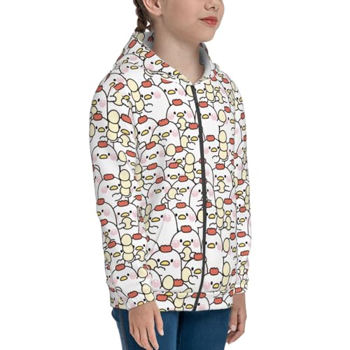 Cute Hen with Egg Kid Hoodies Boys Zip Up Sweatshirts Girls Pullover with Pocket4